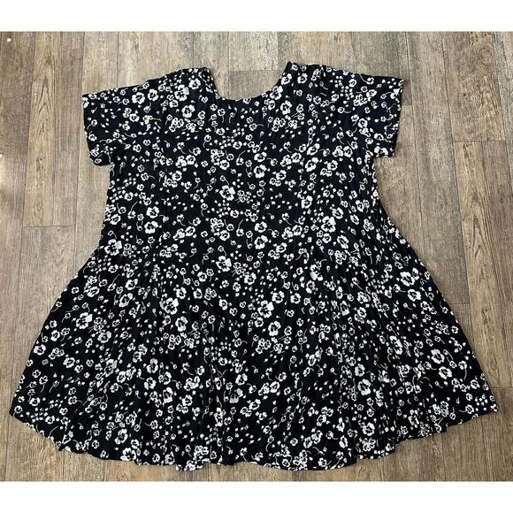 Woman Within Size 32W Black White Floral Midi Boho Sheer Rayon V Neck Long Dress - Picture 2 of 7